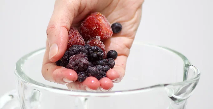 frozen berries in blender
